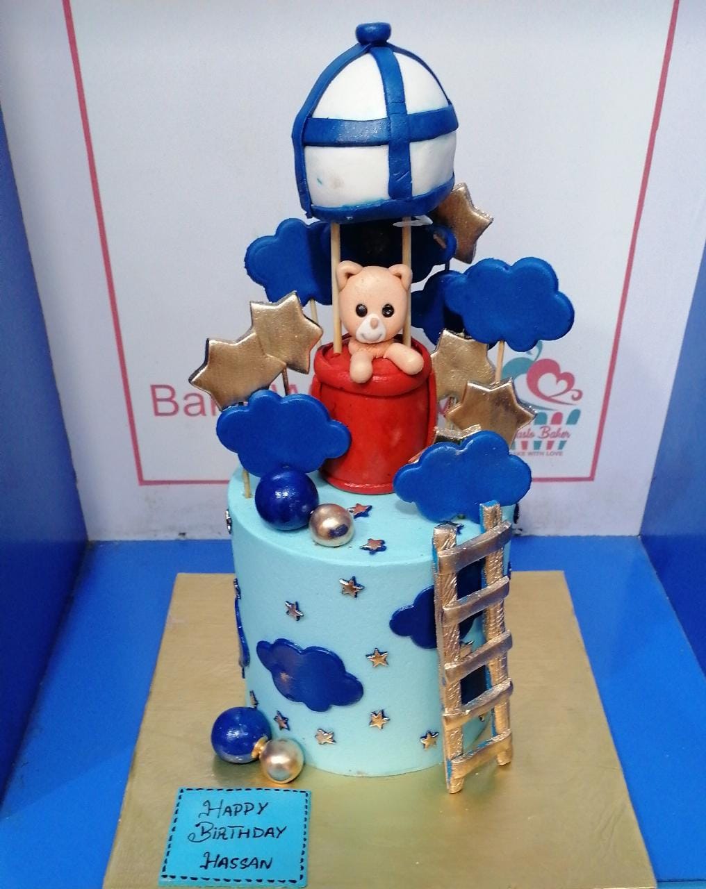 Blue Teddy Baby Cake