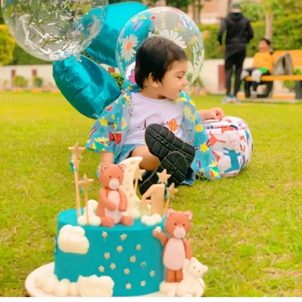 Cute Blue Theme Baby Cake
