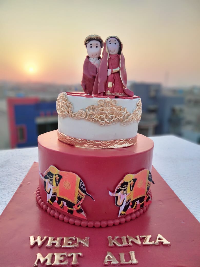 Floral Engagement Cake Topper for Party