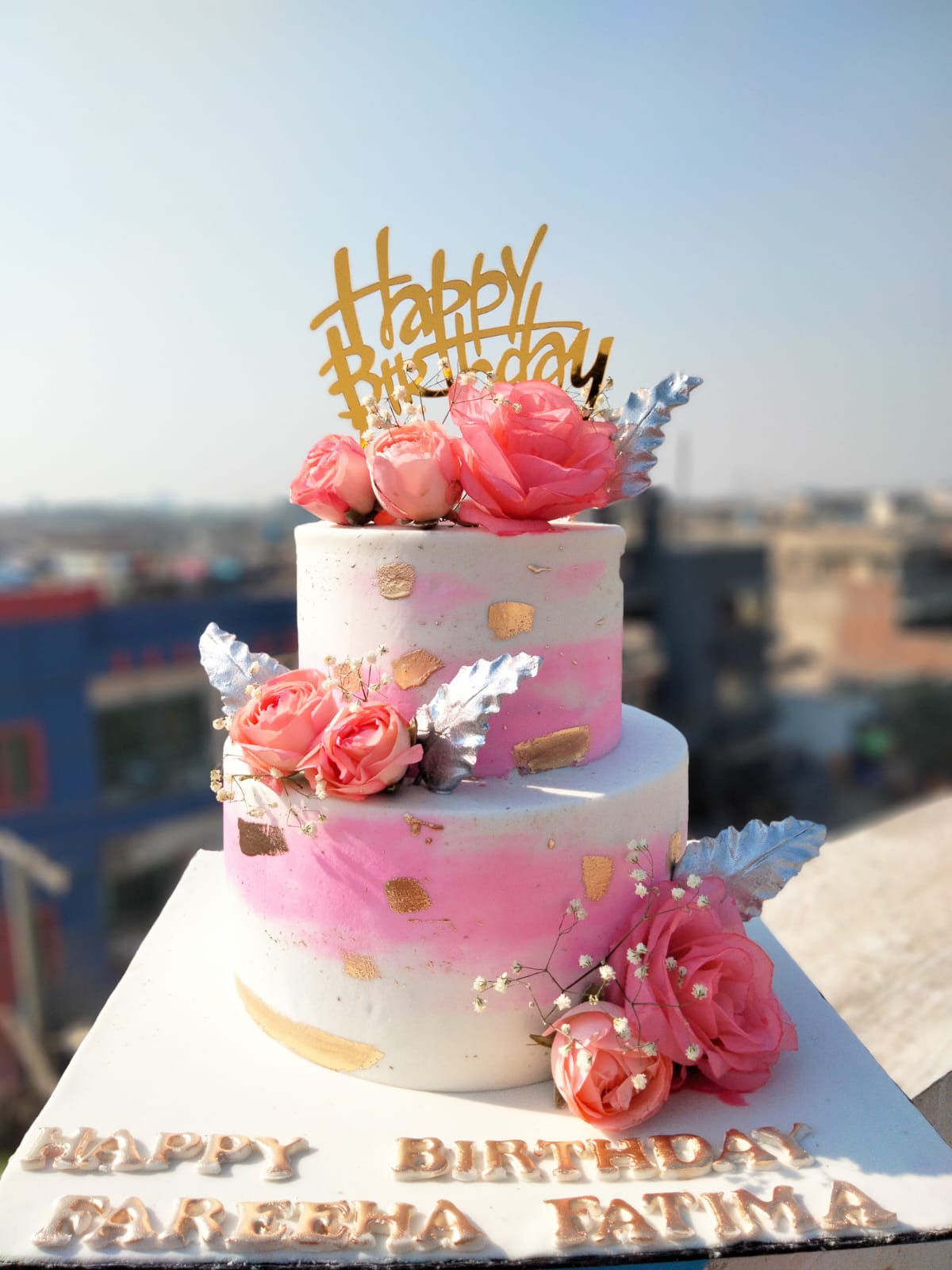 Gold Acrylic Engagement Cake Decor